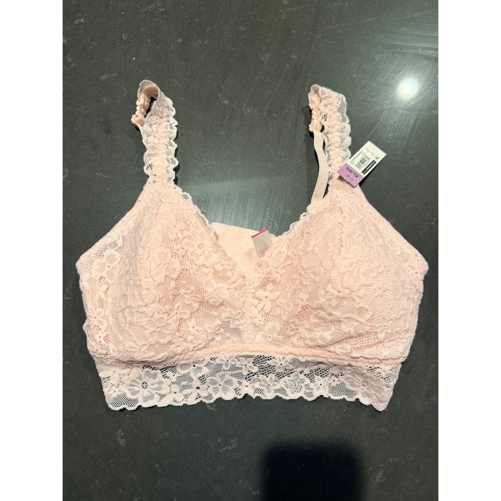 No Boundaries Pink Lace Bralette XL wNWT Wireless Hook Eye Sexy Lacey Feminine